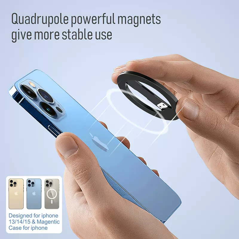 现货磁吸手机支架懒人桌面360度折叠圆形手机支架亚马逊跨境专供