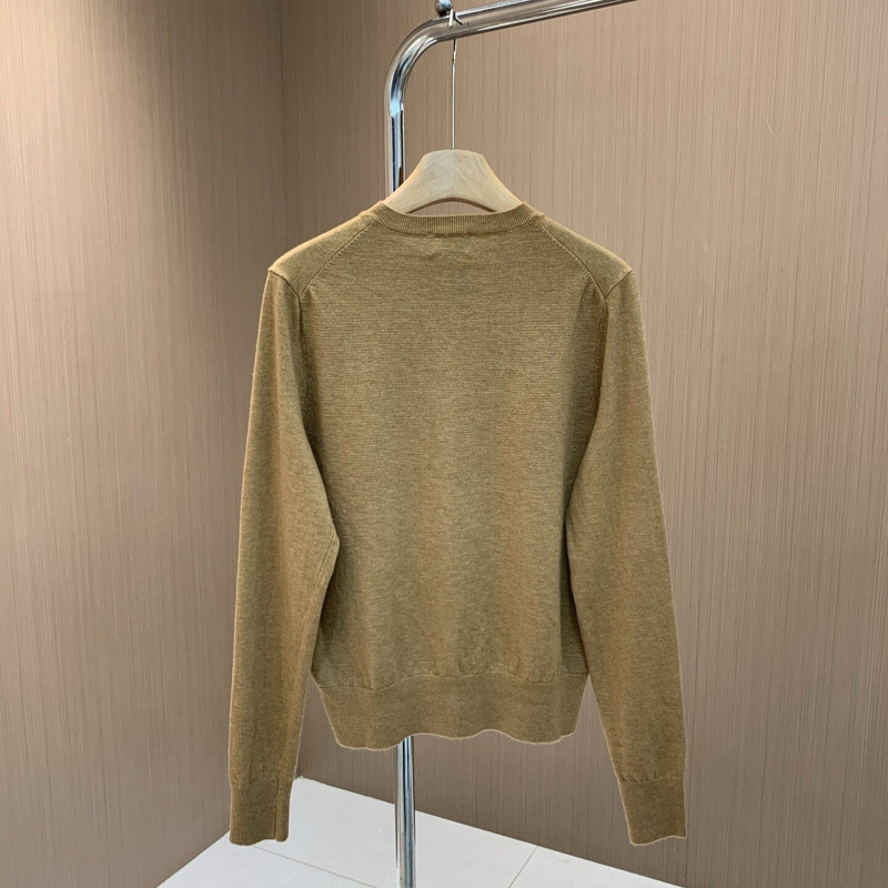 90802 American-style small horse embroidered cotton blend sweater, new autumn collection, round neck, long sleeves, single-breasted knit cardigan