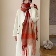 新款高级感AC围巾女冬季欧美风时尚仿羊绒围巾格子披肩围脖洋气