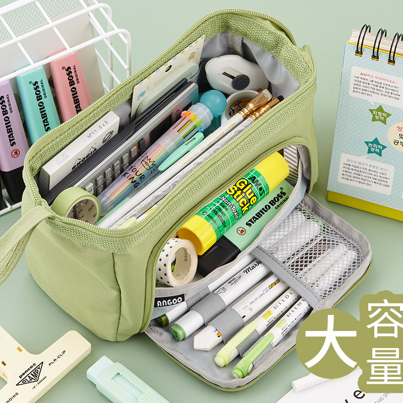 韩国大容量笔袋女孩初中生简约日系文具盒ins高中生颜值文具袋安|undefined