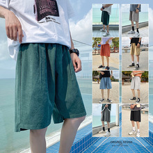 2022夏季青年纯色宽松沙滩裤男士 时尚潮流休闲五分短裤外贸代发