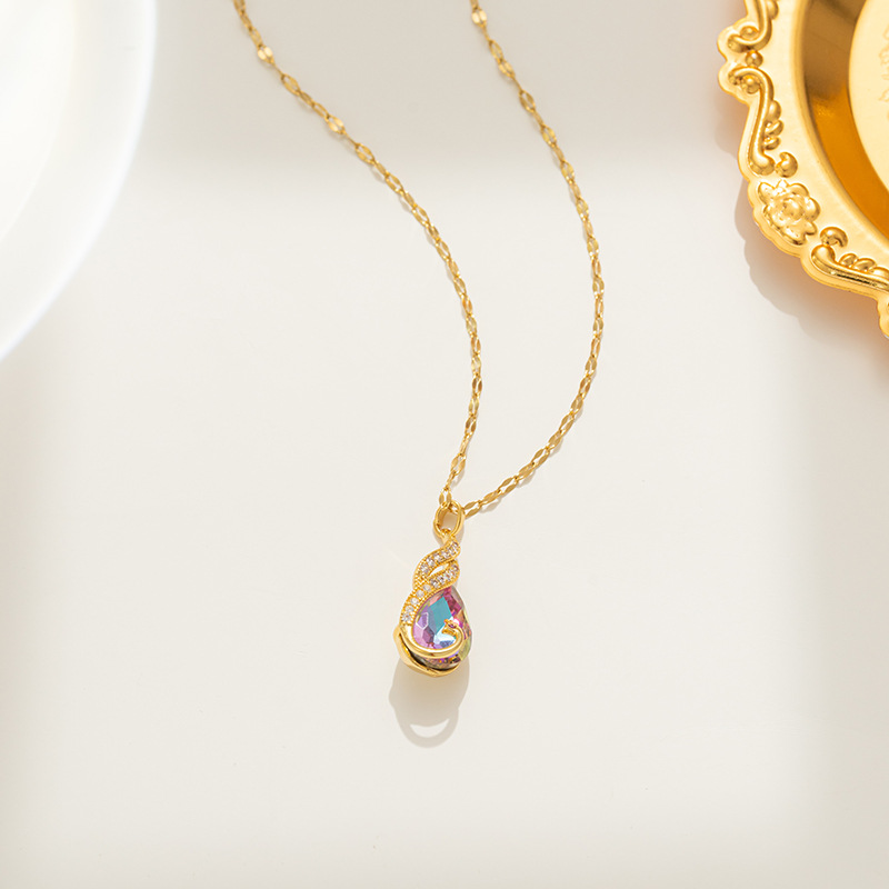 Peacock Crystal Pendant Necklace For Women Elegant Statement Chain_voghion.com