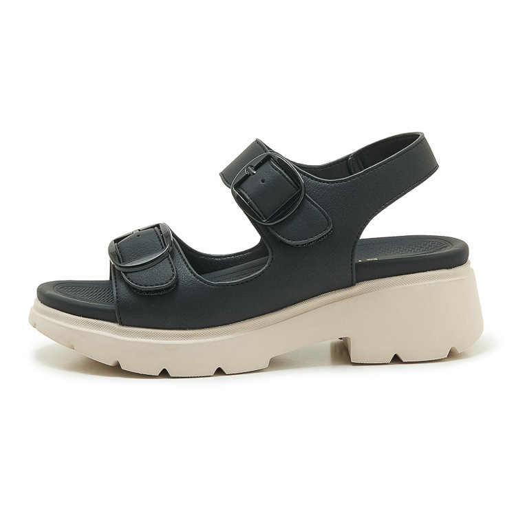 Sandal nữ quai ngang khóa kim loại đế xuồng cao gót 9 cm — màu đen, màu hồng, màu mơ chi tiết 28