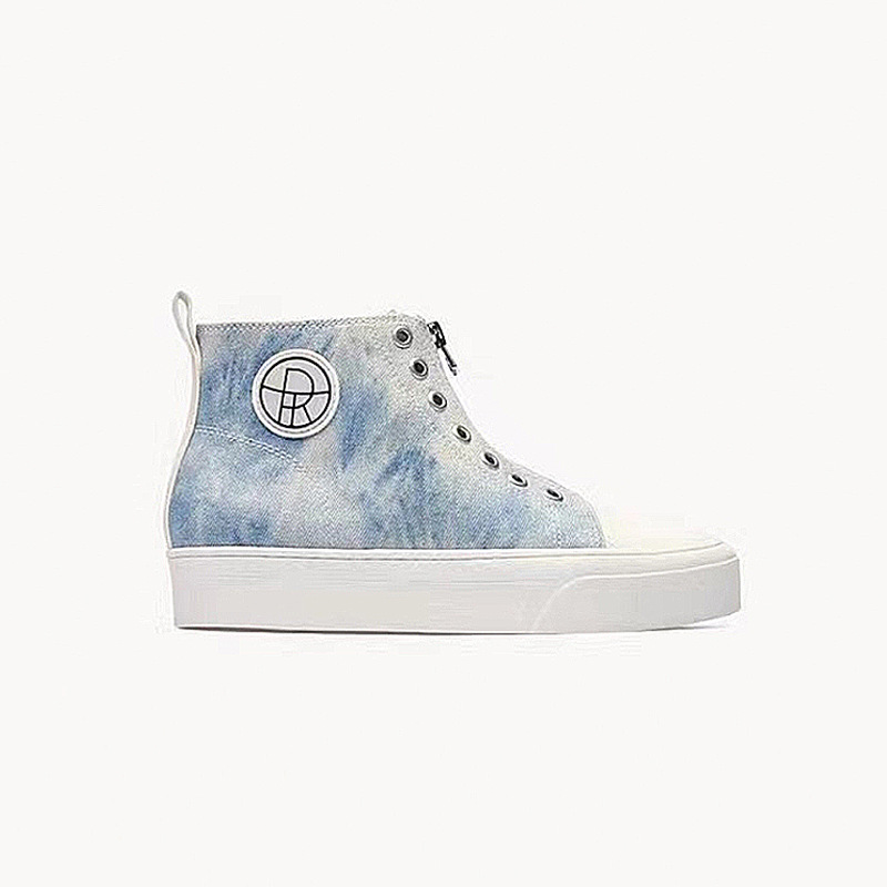 Elite casual denim cloth sneakers platform with zipper