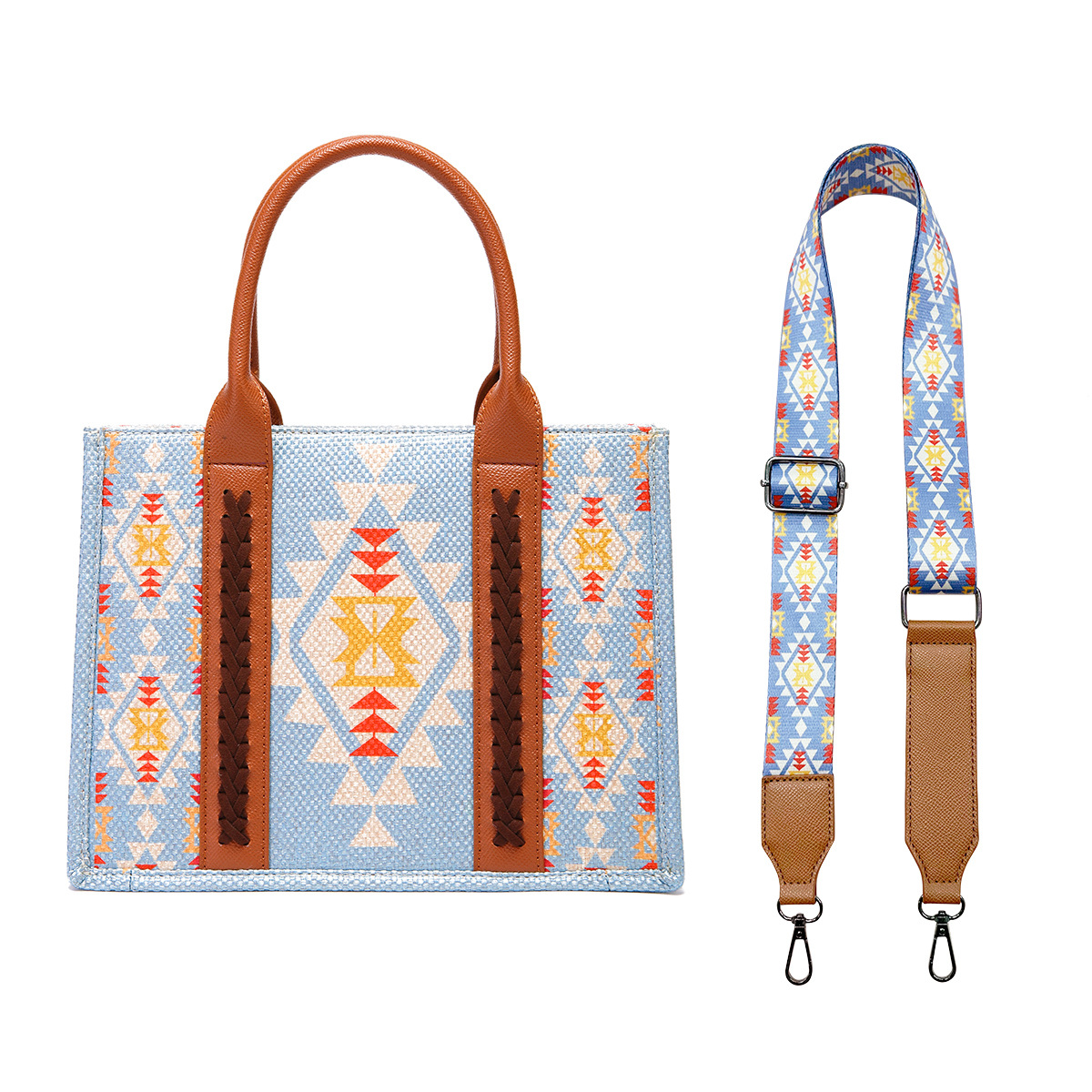 Borsa a mano da donna Borsa a tracolla da donna occidentale stampata in cotone e lino retrò europeo e americano Borsa da donna a tracolla bohémien_voghion.com