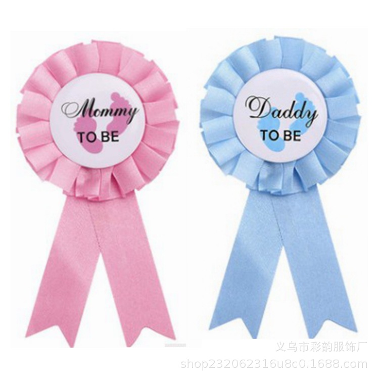 Fiesta de bienvenida Mamá para ser y Papá para ser insignia Fiesta de bebé Mamá para ser insignia Ribbon