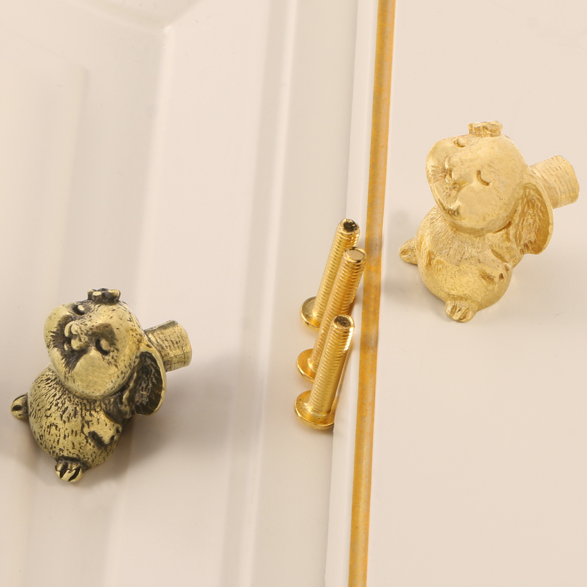 Cute brass rabbit for bedroom with accessories