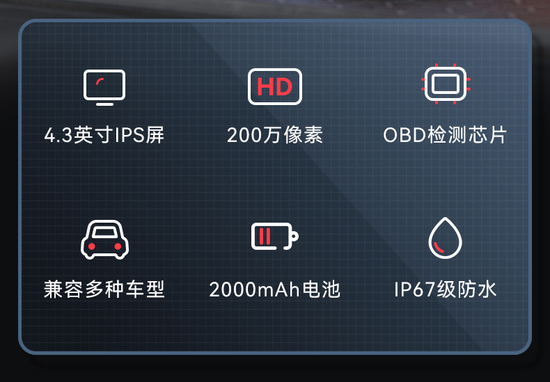 Cross-Border Industrial Endoscope Automotive Diagnostic Tester Two-In-One 4.3inch Screen Obd Diagnostic Device Vehicle Code Reader
