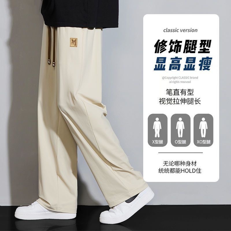 2026 nuevos pantalones casuales sueltos para hombres de moda coreana pantalones versátiles de verano delgados pantalones de piernas anchas image 2