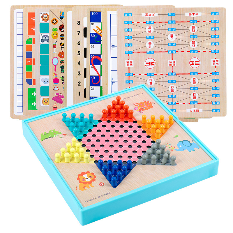 Gran juego multifuncional ajedrez volador ajedrez damas cinco piezas ajedrez bestia ajedrez Go serie Juguetes educativos para niños