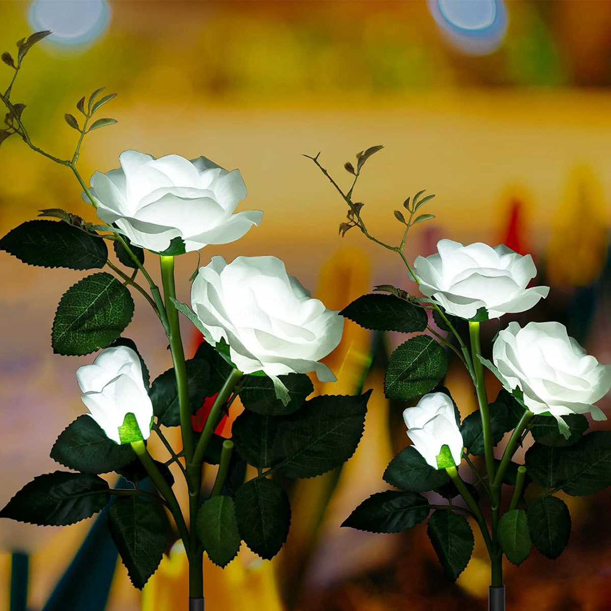 Solar simulación flor lámpara LED lirio flor lámpara de tierra girasol césped lámpara Rosa jardín Lámpara decorativa