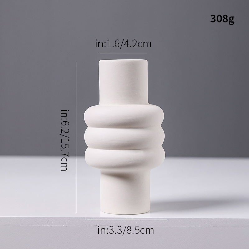 特別価格の白い素焼き陶器の小さな花瓶、ミニクリエイティブでシンプルなリビングルームの卓上ドライフラワー、フラワーアレンジメントの装飾品