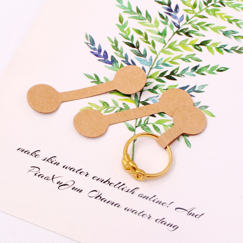 现货白色不干胶方头卡首饰标签对折不干胶标签牛皮纸戒指吊牌卡纸