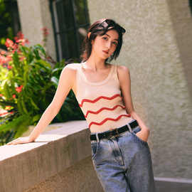 牛货新款小香吊带背心女针织条纹圆领轻奢风上衣2026夏季新款