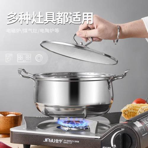 Factory direct supply 430 stainless steel pot three-piece set soup pot milk pot wok set pot multi-purpose gift Southeast Asia