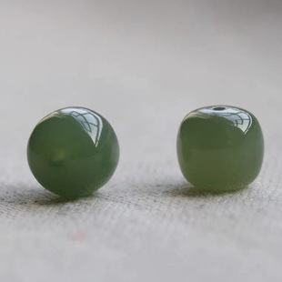 Natural Hetian jade loose beads, lake water green beads, barrel beads, round jasper beads, single jade beads, bracelets with beads wholesale