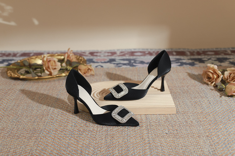 Stiletto Pumps Wedding Shoes Women's Crystal Square Pointed Heels_voghion.com