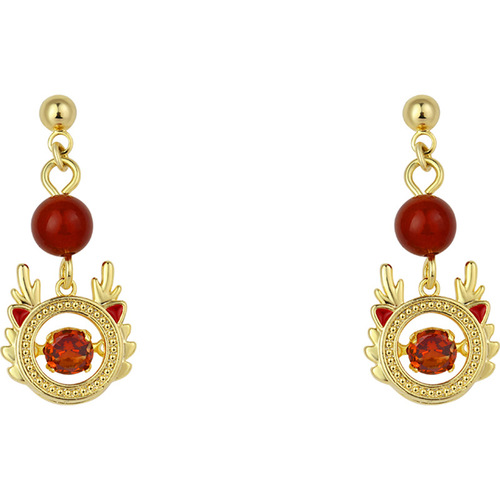 Red Earrings for Women, Retro Hong Kong Style, High-End, Unique and Niche Winter and Spring Festival Earrings,  New Arrival