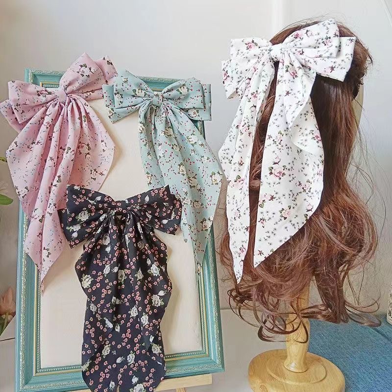 50g Weight Hair Claws Hair Accessories Type 1 Piece Quantity Holiday, Daily Occasion Bow Knot Pattern Women's Gender Floral Design Sweet, Pastoral Style Women's Sweet Pastoral Bow Knot Cloth Floral Hair Claws 无