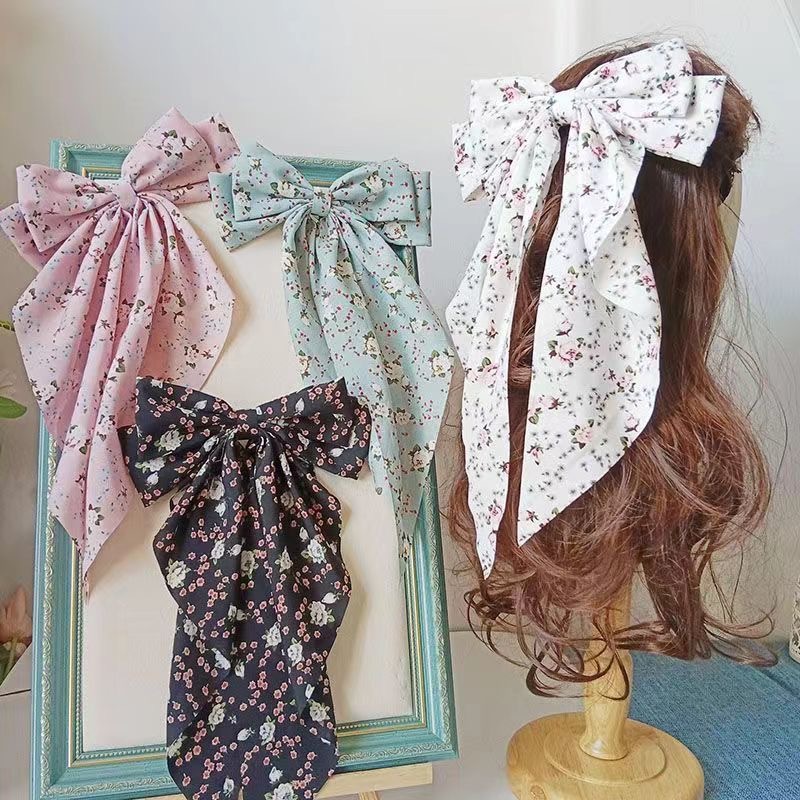 Women's Sweet Pastoral Bow Knot Cloth Floral Hair Claws display picture 1