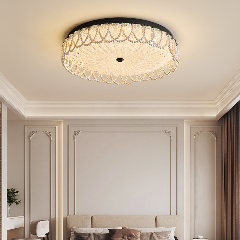 Lámpara de cristal de calabaza medieval francesa, lámpara de dormitorio principal moderna de lujo ligero, personalidad creativa, atmósfera, lámpara de techo de porche de dormitorio