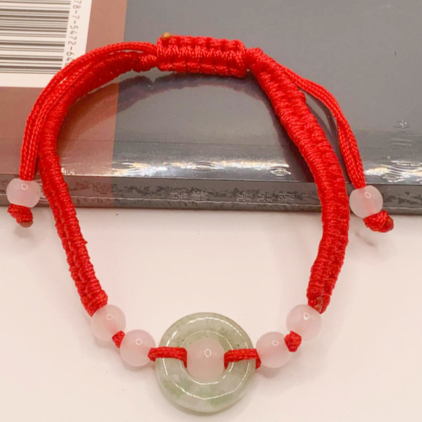 woven red rope bracelet jade