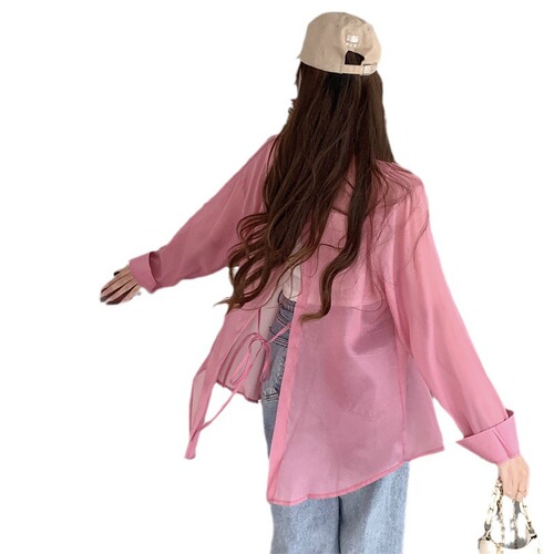 Photographed Back Split Pearl Shimmer Snow Proof Shirt Outerwear Women's UV Protection Breathable Sun Protection Top
