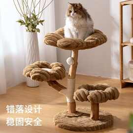 天然果木猫爬架 实木藤编猫窝猫树一体式占地小大猫专用工厂直供