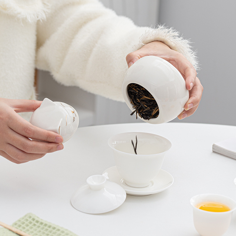 クリエイティブセラミック茶缶小さな招き猫密封缶家庭用保存ドライフルーツ缶ミニかわいい猫キャンディー茶缶|undefined