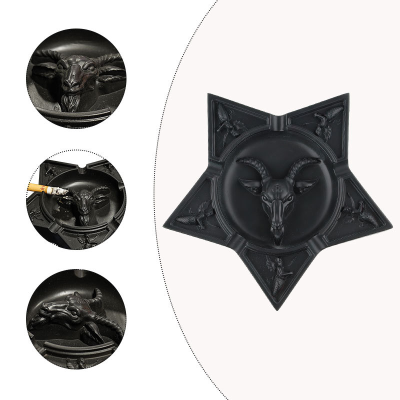 Direct supply five-pointed star mann gothic black goat head ashtray angel skeleton devil decorative desktop ornaments