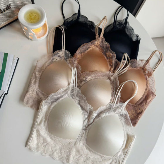 Fairy Coco Magnificent French Underwear French Lace Beautiful Back Thin Traceless Gather-up All-match Bra without Rings