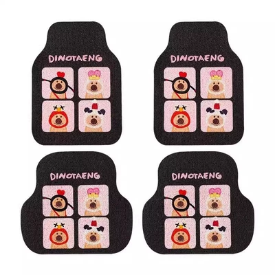 Universal Foot Pad: Rings, Non-Slip and Anti-Dirty Floor Mats - black-braided-pepper-bear-complete-vehicle-50655050cm-wire-loop-four-piece-set