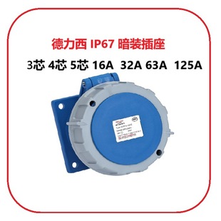 Industrial Socket Surface Mounted 3-Core 16A/32A/63A Waterproof and Dustproof Industrial Socket Protection Grade Ip67 Concealed