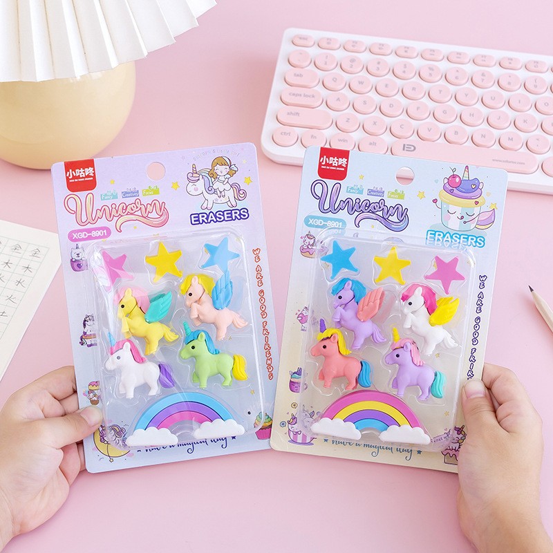 Set de gomas de borrar con animales – como premio/regalo escolar, diseño kawaii