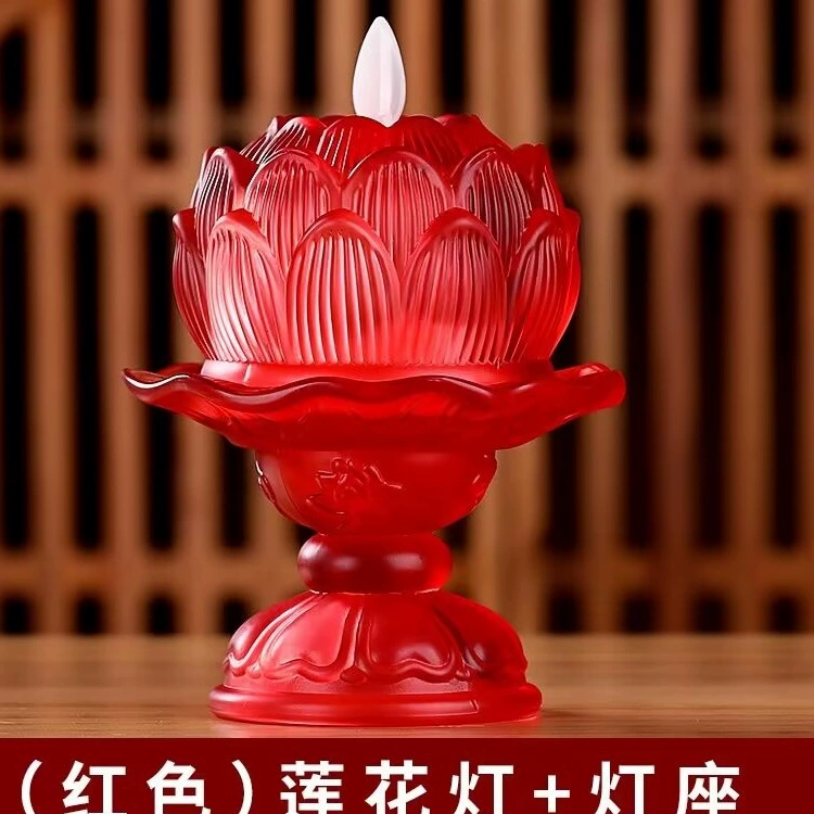 LED Lotus глазурованный держатель лампы дом культ поклонение качающийся электронный масляная лампа Будда передняя подсветка батарейный подсвечник Вечный яркий свет