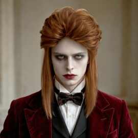 Vampire Wig 红棕色男士假发万圣节派对cos吸血鬼伯爵造型假发套