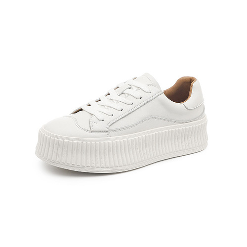 Grape mom soft leather white shoes for women 2024 spring height increasing biscuit shoes thick-soled shoes women's sports and leisure sneakers wholesale