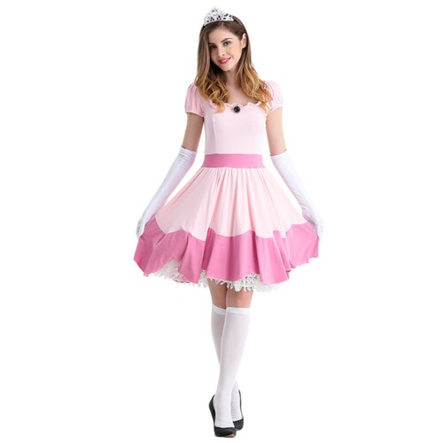 MARIO Super Mario Fairy Tale Princess Role-Playing Pink Princess Dress Uniform Temptation Cosplay