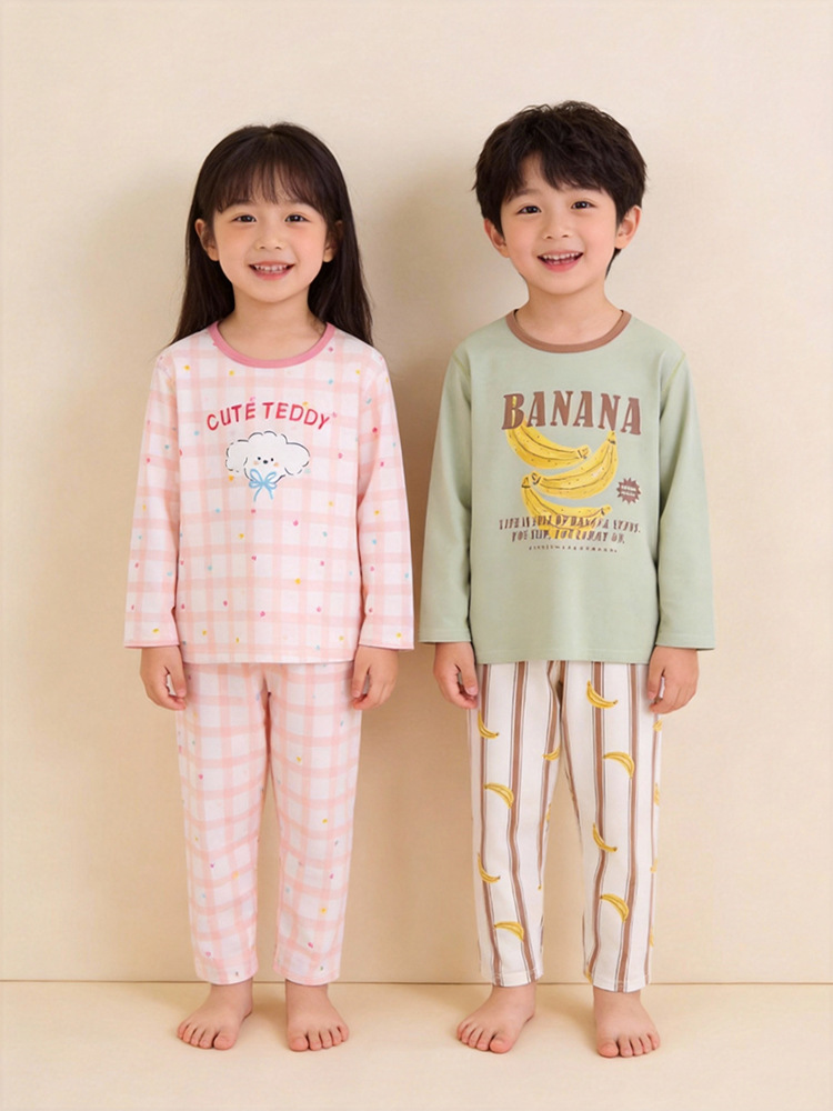 Pijamas de niños algodón un niño niñas sin hueso bebé de otoño manga larga ropa de vestir ropa infantil