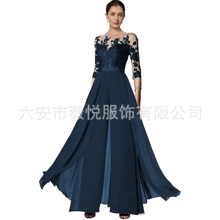 Cross-Border New Model Amazon European and American Foreign Trade Elegant Lace Evening Dress Host Long Ball Gown Evening Dress Cross-Border New Model Amazon European and American Foreign Trade Elegant Lace Evening Dress Host Long Ball Gown Evening Dress