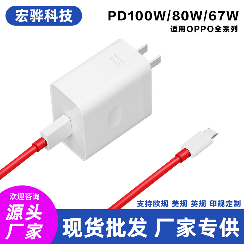 European regulations and US regulations are PD100W80W applicable to OPPO Findx6Pro super fast charging USB charger factory price