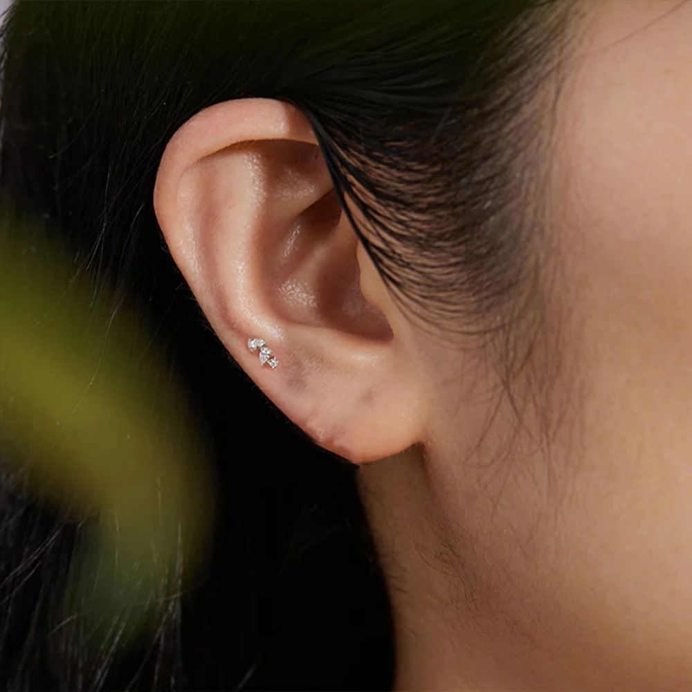 2g Weight Zircon Inlay Material Ear Studs Classification 1 Piece Quantity Daily Occasion 925 Sterling Silver Material Geometric Pattern Women's Gender Plating Design Simple Style Style 1 Piece Ear Cartilage Rings & Studs Simple Style Geometric 925 Sterling Silver Plating Zircon 51