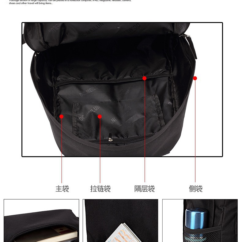 Puntada mochila bolsa de hombro Deportes masculino y femenino estudiante de secundaria bolsa de tres piezas conjunto estrella del bebé