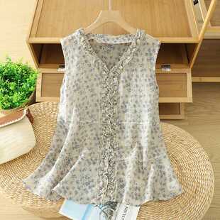 Real Shot of Lazy and Stylish Korean Shirt 2025 Relaxed and Fashionable V Neck Single-Breasted Vest Women's Top