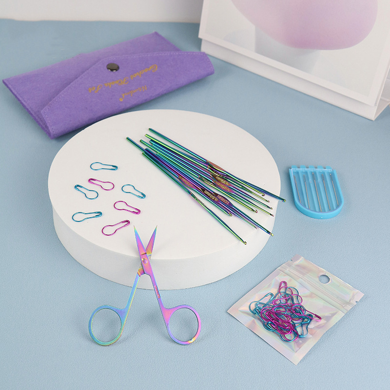 컬러 티타늄 크로셰 뜨개질 세트