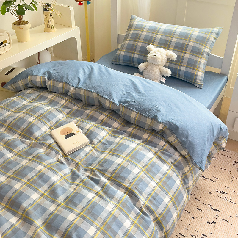 Verano dormitorio de estudiantes cama de algodón de tres piezas de algodón 2025 sábana nueva colcha sábana pequeña ropa de cama fresca