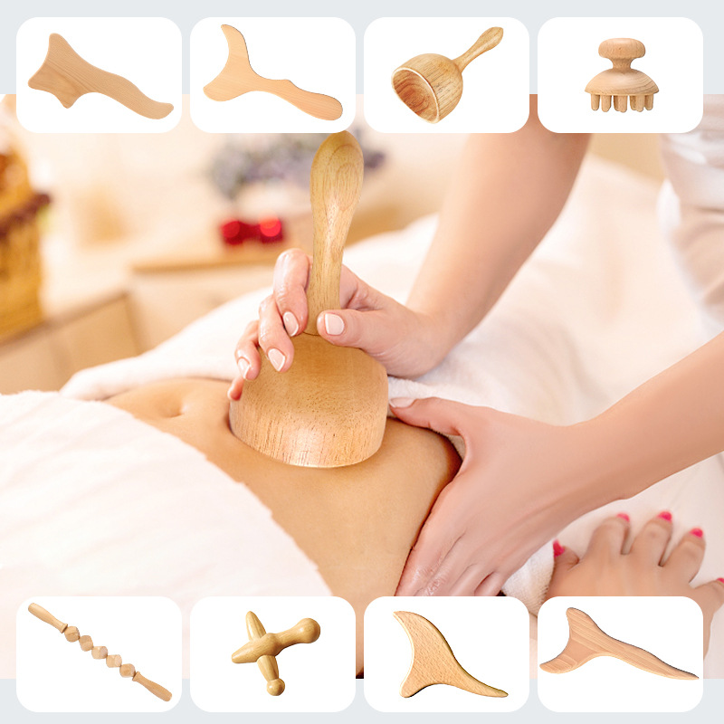 Herramientas de masaje de madera, herramientas de masaje de madera, drenaje de meridianos, barras de estiramiento, barras de estiramiento de tendones