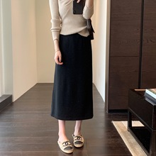 GF1115修饰身型 显腿长高品质显瘦暗闪开叉半身裙女长裙秋冬新