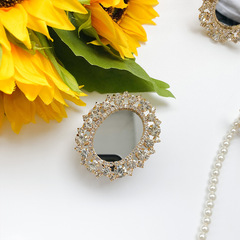 摺疊氣囊支架創意水鑽鏡子粘貼式懶人桌面氣墊支架ins風手機平板