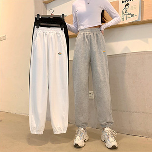 Korean style summer autumn plus size embroidered loose casual sports Pants Sweatpants women harem pants ankle-tied sports pants women